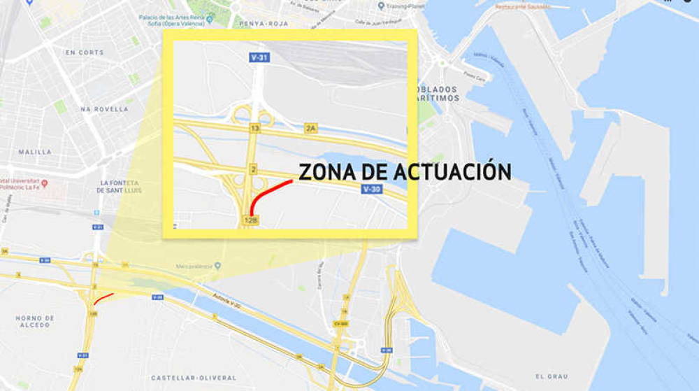 Fomento licita obras en la incorporaci&oacute;n de la V-31 a la V-30 en sentido al puerto de Valencia