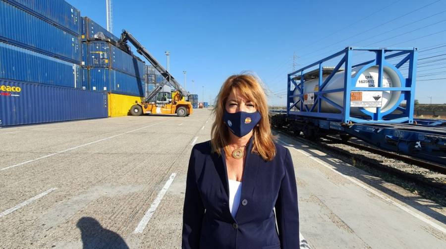 Presidenta delPilar Miranda, presidenta del Puerto de Huelva.Puerto de Huelva terminal ferroviaria