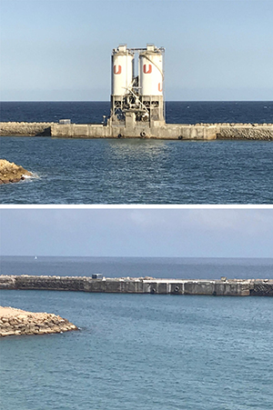 Arriba el Puerto de Vallcarca con los dos silos, abajo sin los silos.