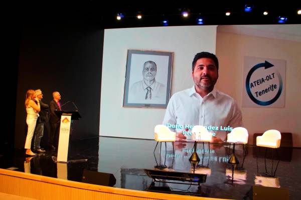 $!El presidente de ATEIA Tenerife, Darío Hernández, anfitrión del XIV Congreso de FETEIA en 2026 intervino en un mensaje grabado desde la iisla canaria. Foto J.P,