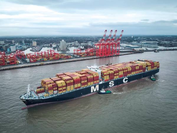 $!El ‘Trieste’ de MSC, de 13.050 TEUs de capacidad, escaló la pasada semana en la terminal de contenedores Liverpool2.