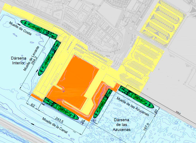 La superficie de 17,30 hectáreas abarca la dársena pesquera y el muelle de la Azucenas.