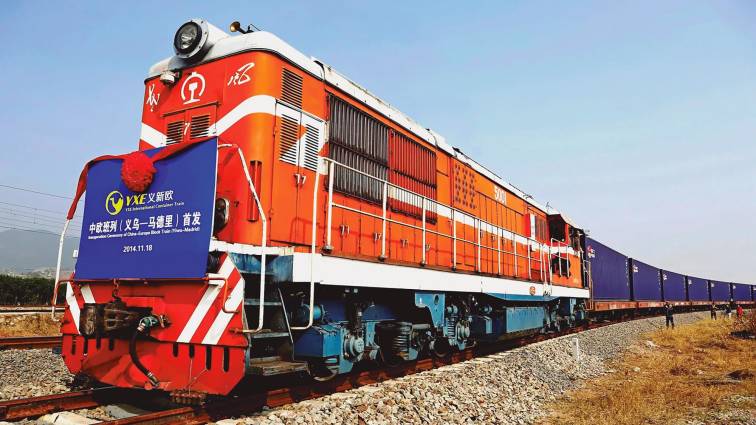 Primer tren Yiwu-Madrid, partiendo de China en 2014.