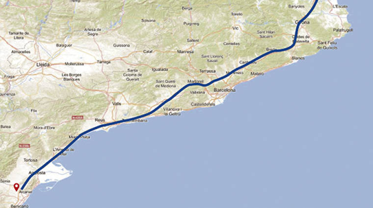 Recorrido de 384 kil&oacute;metros entre Alcanar y La Jonquera. Infograf&iacute;a: Jos&eacute; Antonio S&aacute;nchez.