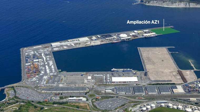 Emplazamiento de la prolongaci&oacute;n del Muelle AZ-1 dentro de la D&aacute;rsena de la Ampliaci&oacute;n del Puerto de Bilbao en el Abra Exterior.
