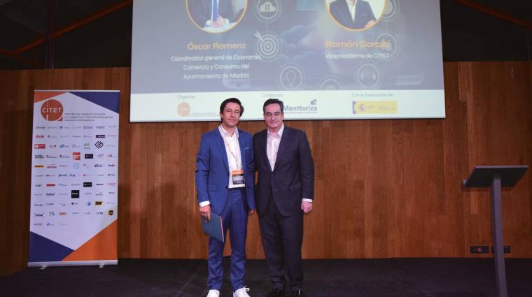 Ramón García, vicepresidente de CITET, y Óscar Romera, coordinador general de Economía, Comercio y Consumo del Ayuntamiento de Madrid. Foto M.C.