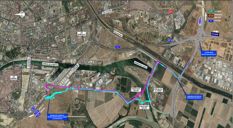 Los desv&iacute;os SE-30 y SE-40 que conectan con el Puerto de Sevilla se pondr&aacute;n en servicio en dos fases