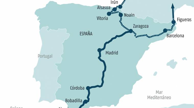 Prolongación de la autopista ferroviaria Algeciras-Zaragoza.