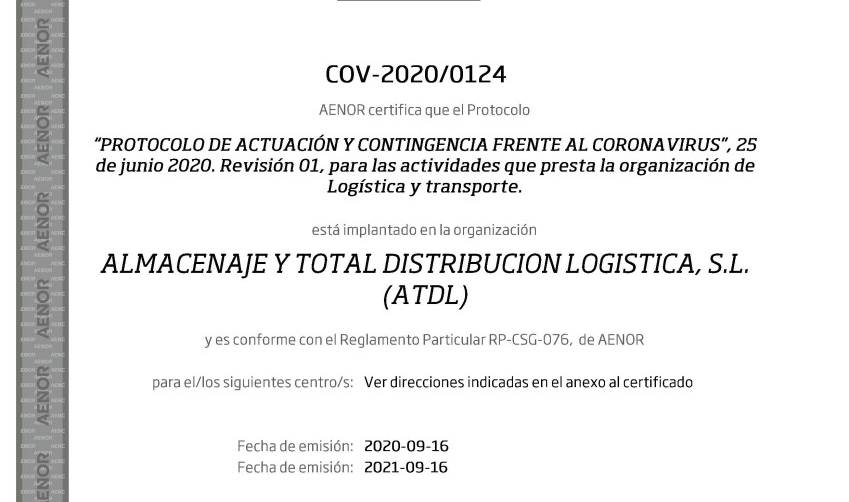 AENOR, como entidad certificadora independiente, ha sido la encargada de acreditar oficialmente el cumplimiento de todas las medidas adoptadas.