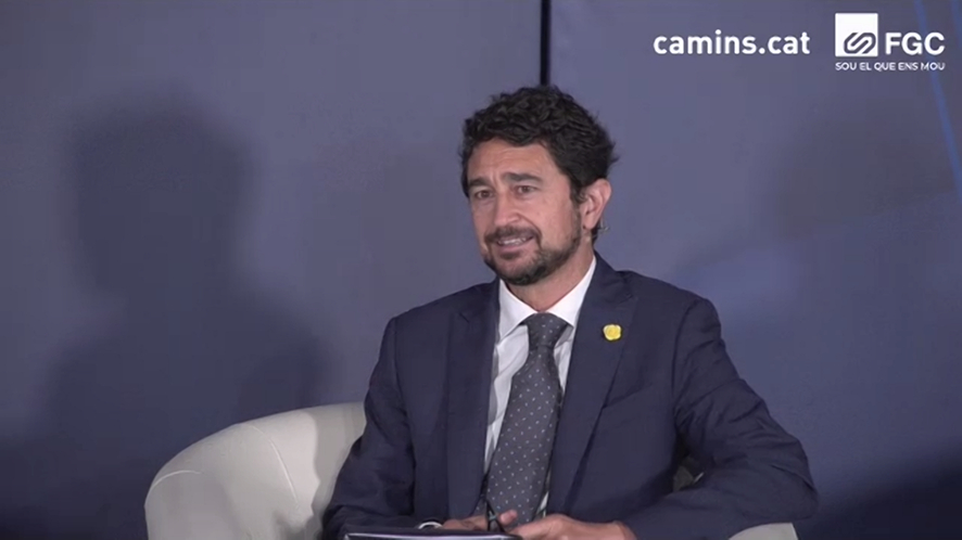 Dami&agrave; Calvet, presidente de la Autoridad Portuaria de Barcelona (APB), durante su intervenci&oacute;n en el webinar organizado por el Col&middot;legi de l&#039;Enginyeria de Camins i Ferrocarrils de la Generalitat de Catalunya.