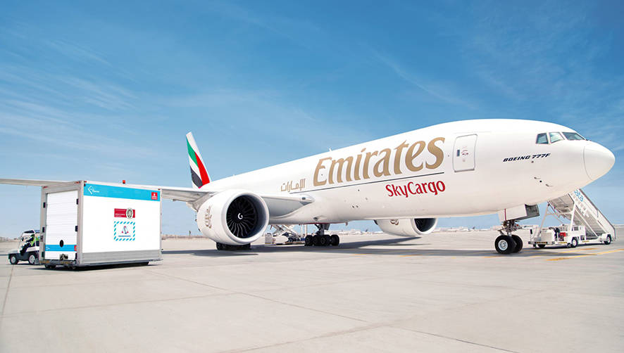 La flota de Emirates ha transportado 150 millones de dosis de vacunas del COVID-19.