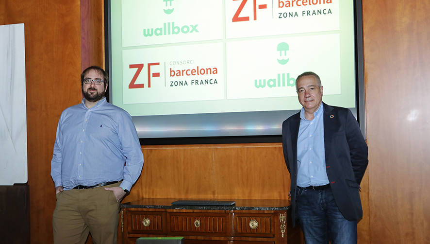 Enric Asunci&oacute;n, CEO de Wallbox, y Pere Navarro, delegado especial del Estado en el Consorci de la Zona Franca de Barcelona.