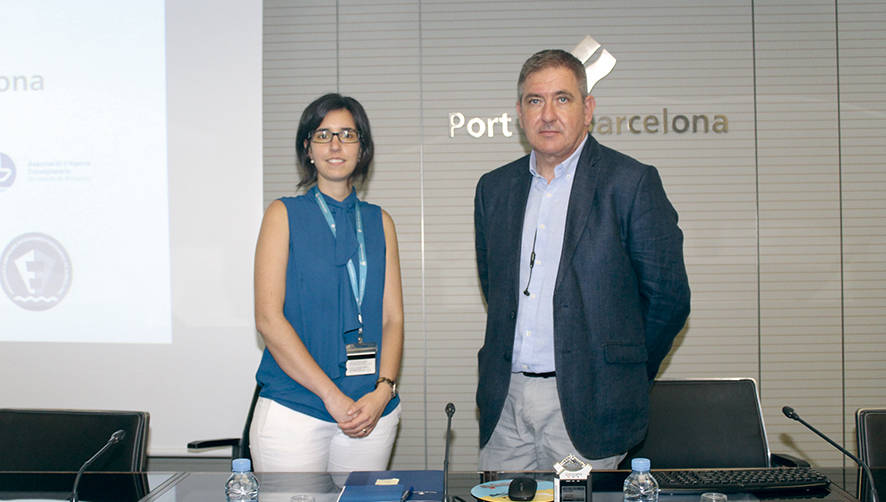 Anna Llisterri, responsable comercial y de l&iacute;neas regulares del Puerto de Barcelona; y Llu&iacute;s Par&iacute;s, Commercial Manager del Puerto de Barcelona. Foto A.Tejera.