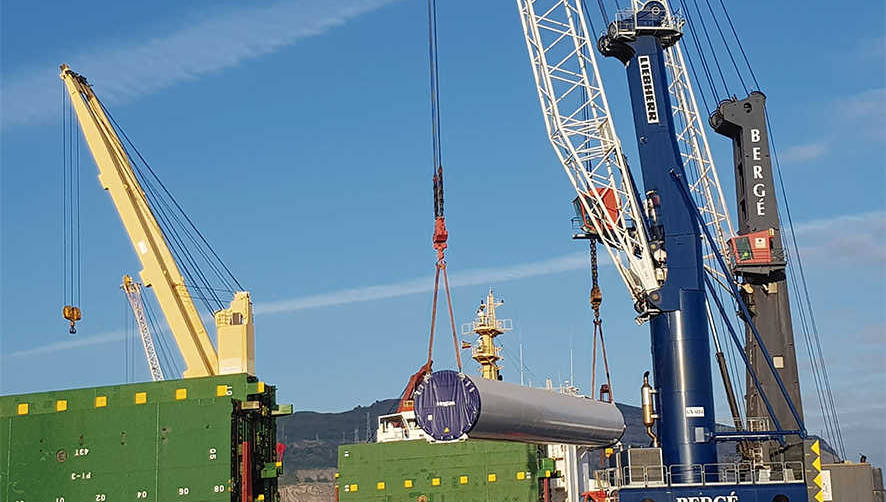 El pasado viernes 31 de agosto, Berg&eacute; inici&oacute; el primer embarque internacional de e&oacute;licos de Haizea Wind en Bilbao.