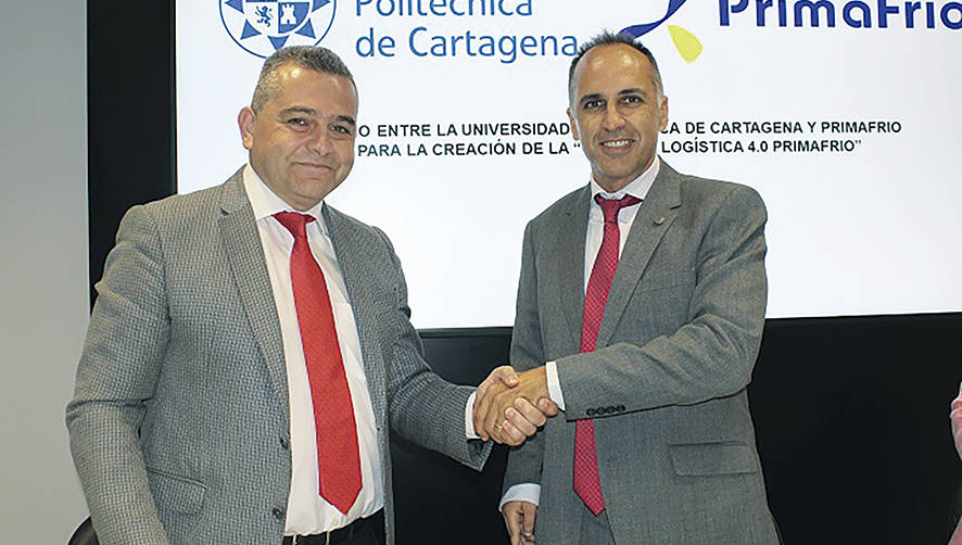 Juan Conesa, director general de Grupo Primafrio y Alejandro Díaz, rector de la UPCT.