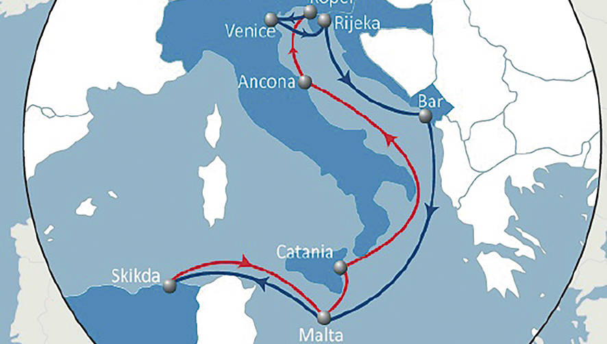 El servicio une Italia, Eslovenia, Croacia, Montenegro, Malta y Argelia.