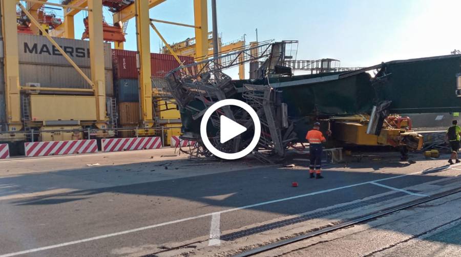 Fuera de peligro el estibador del Puerto de Valencia herido tras caer una gr&uacute;a