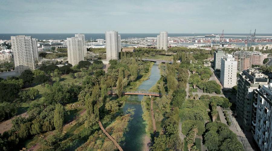 El proyecto ganador del Parque de Desembocadura creará un espacio natural entre la ciudad y el Puerto de Valencia