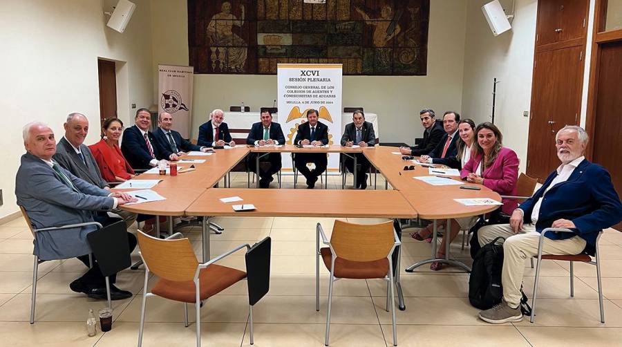 Miembros del Consejo General de Agentes de Aduanas durante su reunión de ayer.