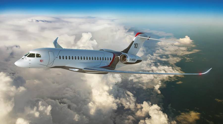 El Falcon 10X es el jet de negocios diseñado y elaborado por el fabricante aeronáutico francés Dassault Aviation y en cuya fabricación participa Airbus.