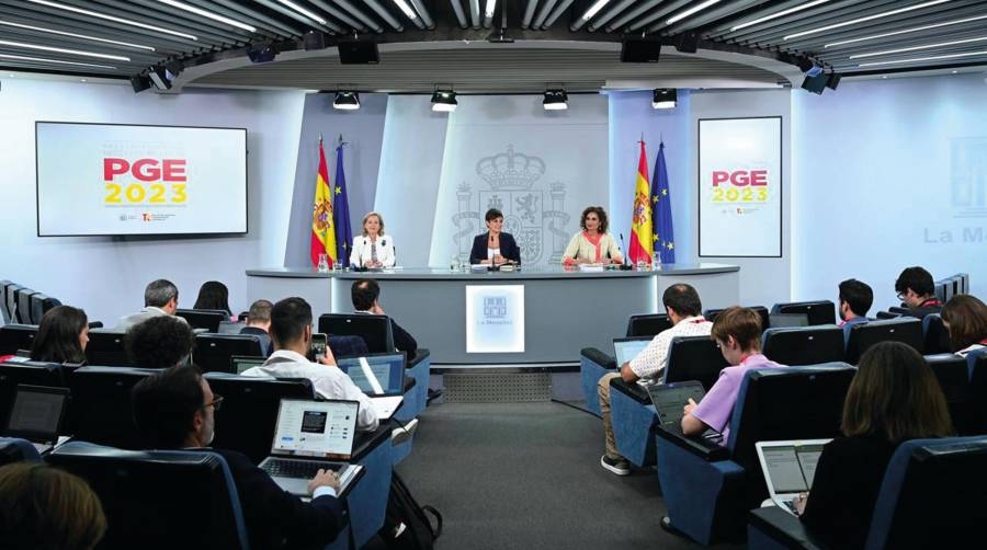 Rueda de prensa ayer a la conclusión de la reunión del Consejo de Ministros tras aprobarse los Presupuestos 2023.