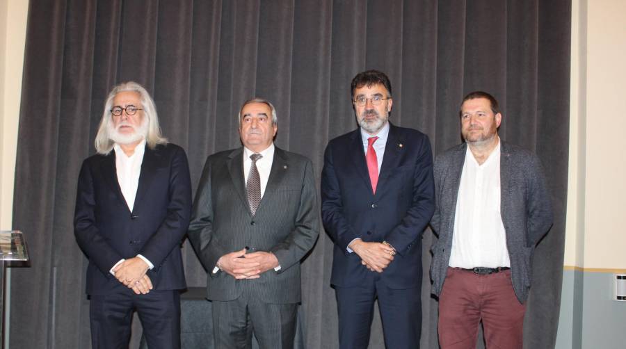 Joan Jaume Oms, secretario general del Departament de Territori; Emili Sanz, presidente de ATEIA-OLTRA Barcelona; Lluís Salvadó, presidente de Port de Barcelona; Marc Sanglas, secretario de movilidad e Infraestructuras del Departament de Territori