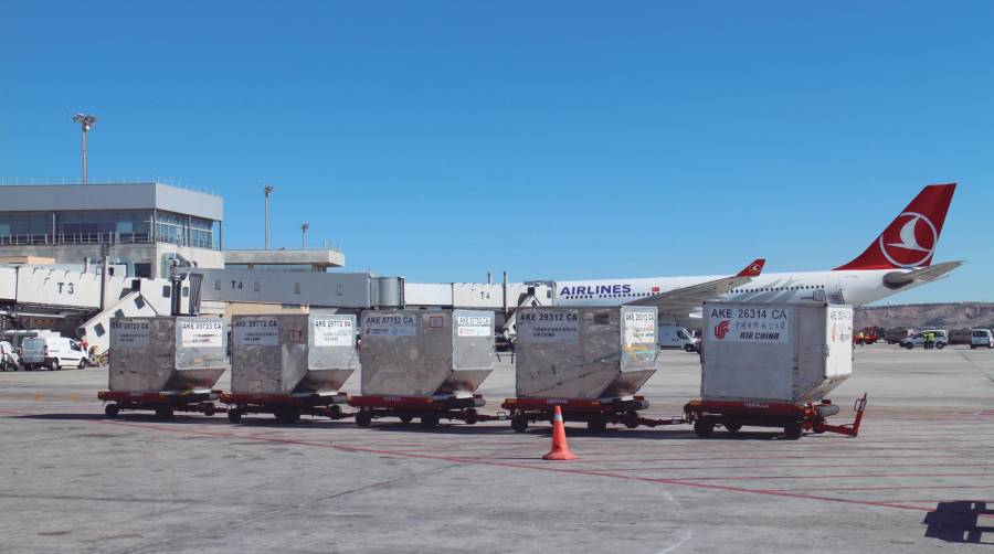 La carga aérea cierra el tercer trimestre con un crecimiento acumulado en la red Aena del 19,1%