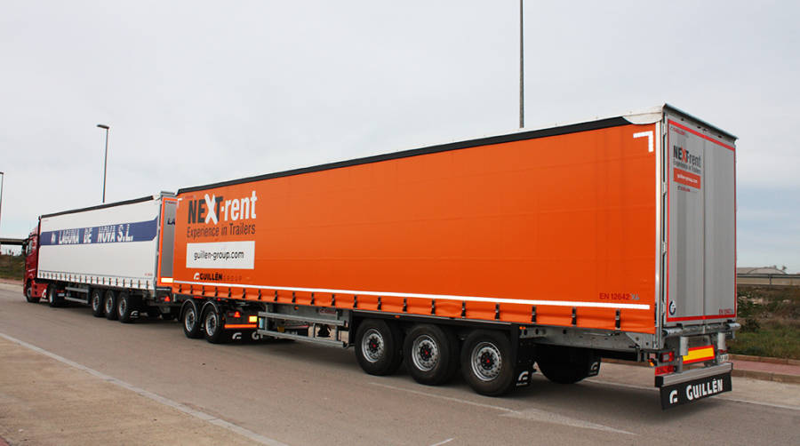 Las combinaciones d&uacute;o tr&aacute;iler de Guill&eacute;n Group, con una longitud de 31,75 metros y una capacidad de carga autorizada para estos ensayos de hasta 70 toneladas en el conjunto, ya circulan por las carreteras espa&ntilde;olas.