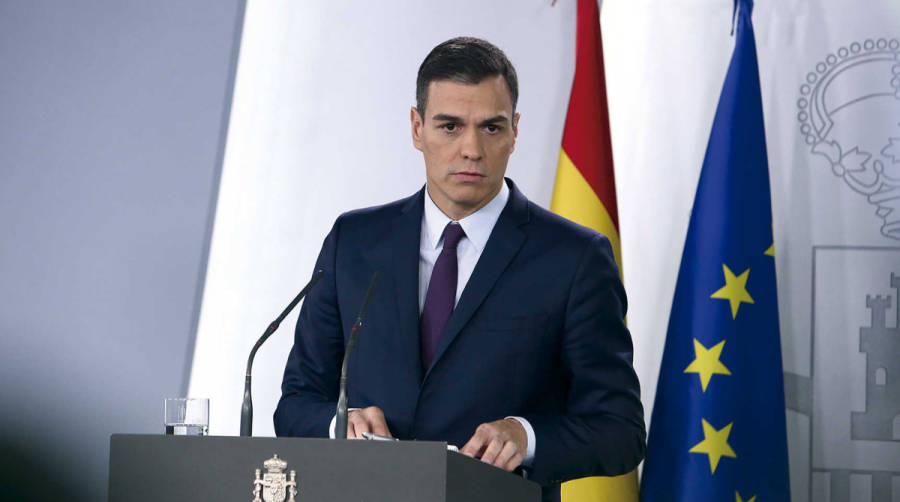 El presidente del Gobierno, Pedro S&aacute;nchez, tras el Consejo de Ministros extraordinario celebrado el viernes.