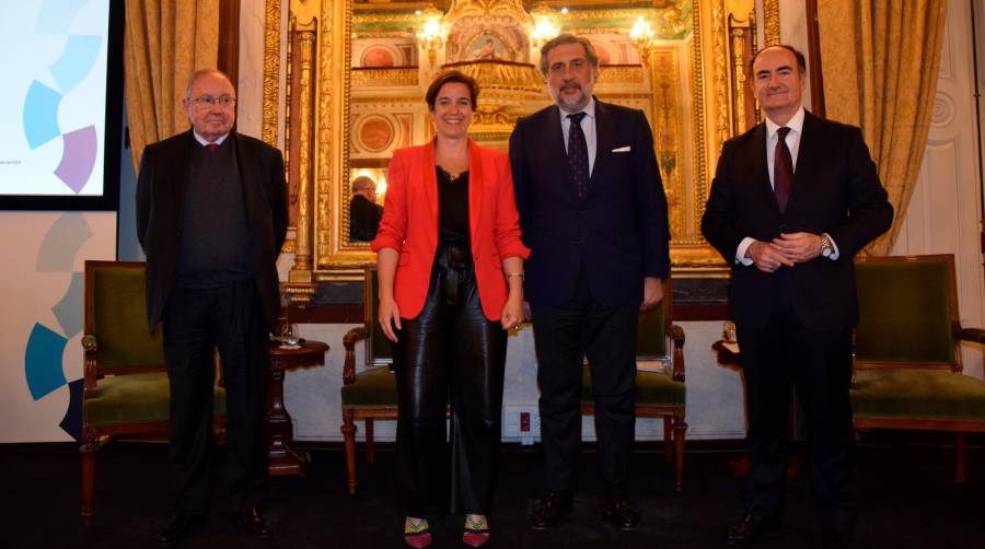 José Luis Bonet, presidente de la Cámara de Comercio de España; Elisa Carbonell, consejera delegada del ICEX; Ángel Asensio, presidente de la Cámara de Comercio de Madrid; y Gerardo Landaluce, presidente de la Autoridad Portuaria Bahía de Algeciras. Foto M.C.