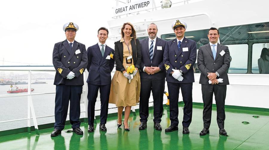 El Grupo Grimaldi recibiendo en en los astilleros Hyundai Mipo Dockyard Co. Ltd. de Ulsan (Corea del Sur) al buque “Great Antwerp”.