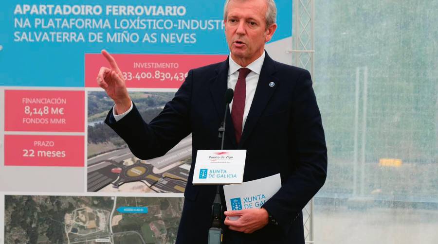 Alfonso Rueda presidió el inicio de las obras del apartadero ferroviario en la plataforma logística PLISAN el 25 de octubre.