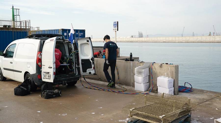 Un equipo especializado de buzos ha instalado tres estructuras carbonatadas en la zona de la bocana.