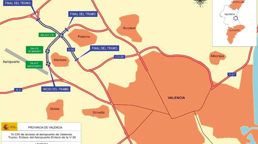 Transportes da luz verde al doble acceso de la N-220 al aeropuerto de Valencia