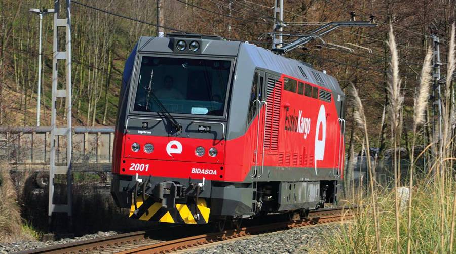 Locomotora de Euskotren Kargo, la división de mercancías del operador ferroviaria vasco Euskotren.