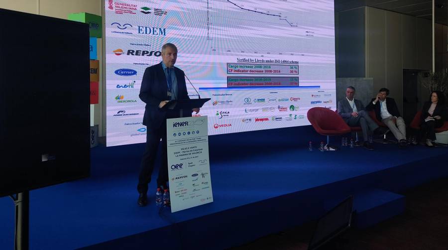 Raúl Cascajo, jefe de políticas medioambientales de Valenciaport durante el Congreso iENER’23.