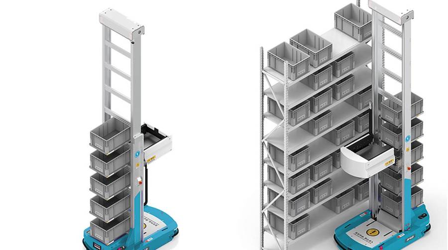 Esta solución robótica puede realizar picking, almacenamiento y manipulación simultánea inteligente de varias cajas.