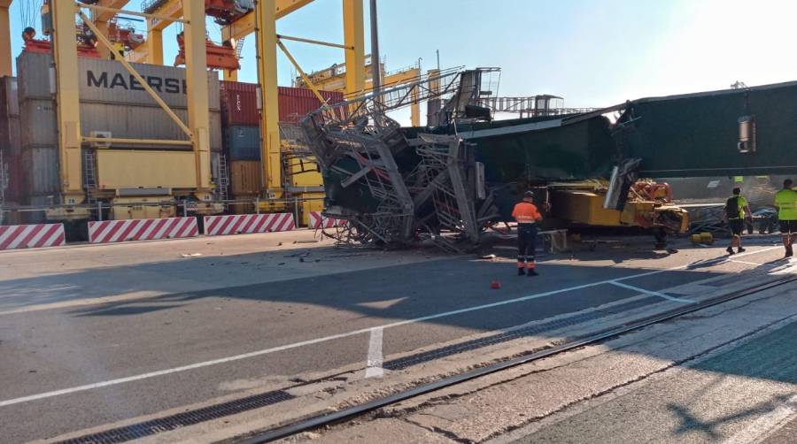 Fuera de peligro el estibador del Puerto de Valencia herido tras caer una gr&uacute;a