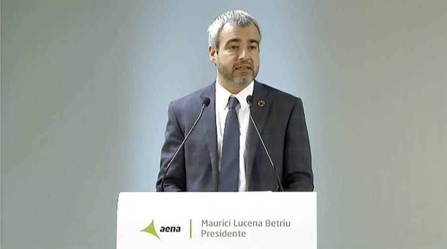 Maurici Lucena, presidente de Aena, durante la Juna de Accionistas de Aena celebrada ayer de manera telem&aacute;tica.