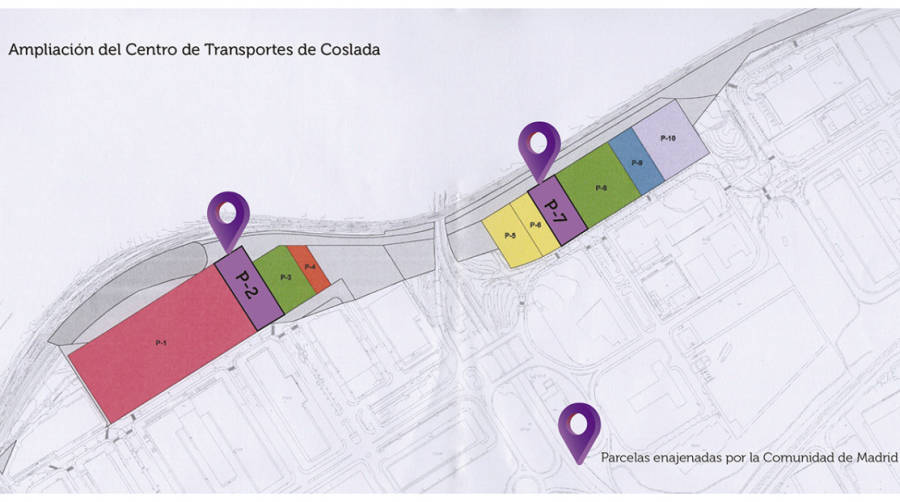 Detalle de la superficie de ampliaci&oacute;n del Centro de Transportes de Coslada (CTC) de acuerdo con la parcelaci&oacute;n concretada en 2011. Infograf&iacute;a: Jos&eacute; Antonio S&aacute;nchez.